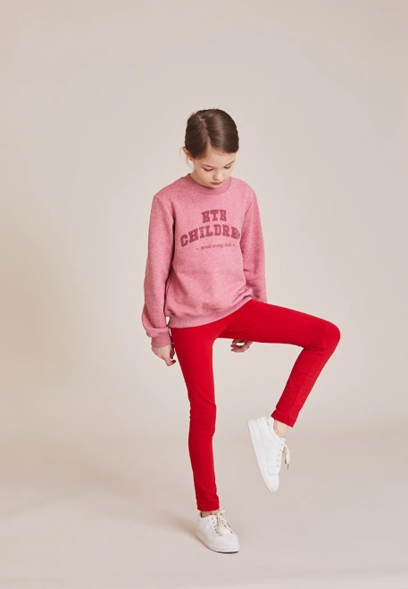 Свитшот розовый из футера с принтом 