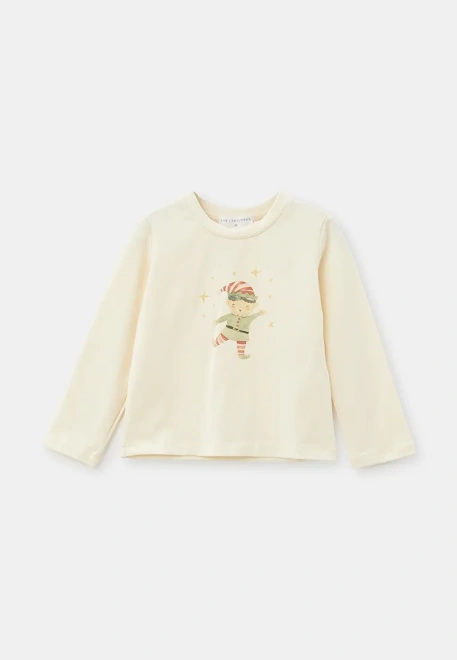Лонгслив с принтом в молочном цвете для девочек