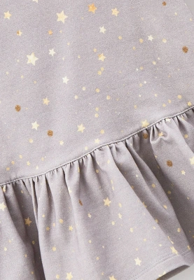 Платье с длинными рукавом из плотного трикотажа с принтом звездочки