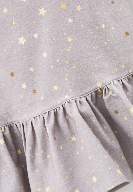 Платье с длинными рукавом из плотного трикотажа с принтом звездочки