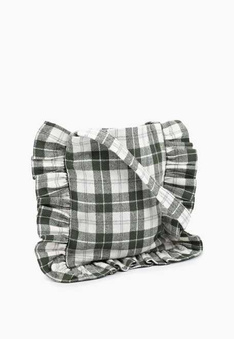 Сумка из хлопка в клетку с длинной ручкой