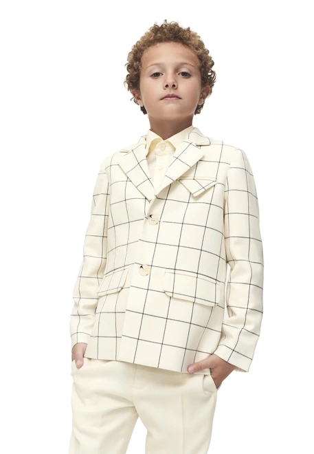 Пиджак в клетку молочного цвета для мальчиков