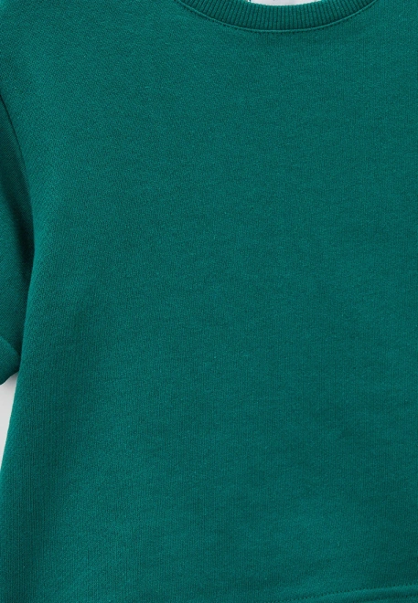 Костюм свободный с шортами на мальчика из футера зеленый