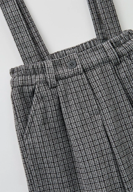 Брюки со съемными подтяжками в клетку 