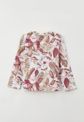 Лонгслив из трикотажа с принто растения в винтажном стиле 