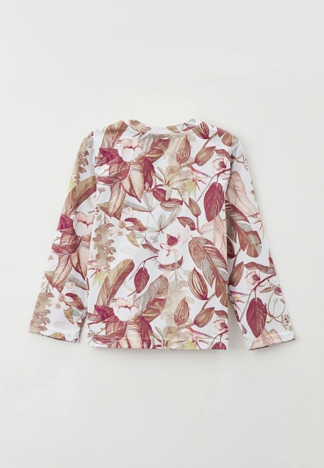 Лонгслив из трикотажа с принто растения в винтажном стиле 