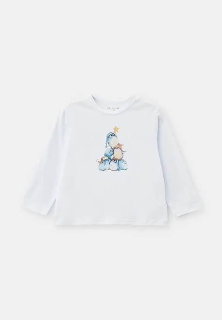 Лонгслив с принтом в белом цвете для девочек
