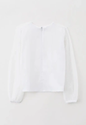 Блузка из рубашечной ткани с рукавами из сетки в горошек