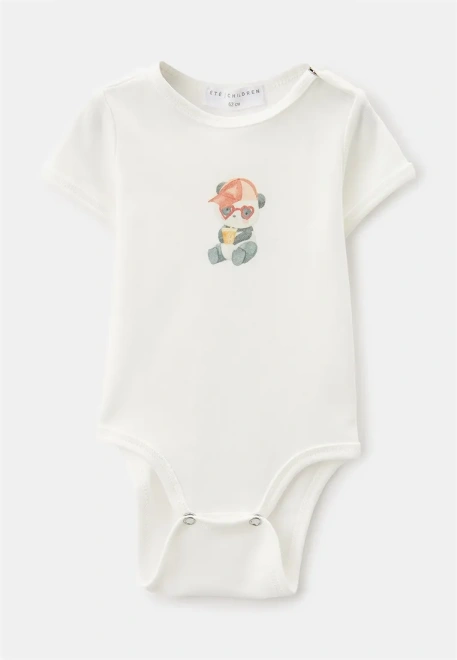 Боди  на кнопках из хлопкового трикотажа с принтом панда в кепке 