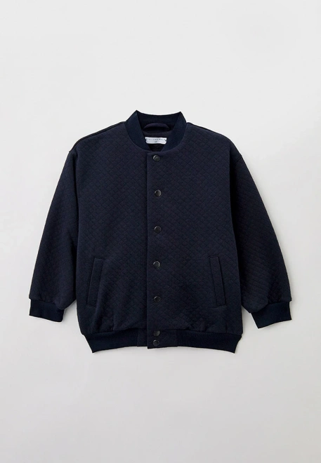 Бомбер темно-синий на кнопках свободного кроя 