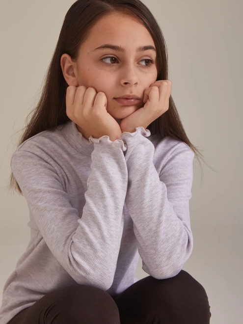 Водолазка прямого кроя из ткани в рубчик с небольшим утеплителем