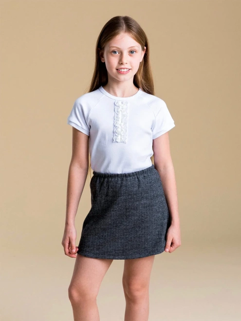 Юбка мини из мягкого костюмного трикотажа в елочку