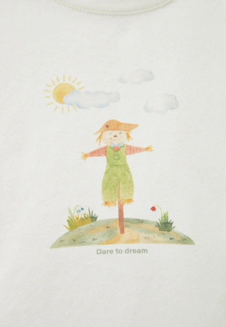 Лонгслив Мэт с принтом в молочном и желтом цвете