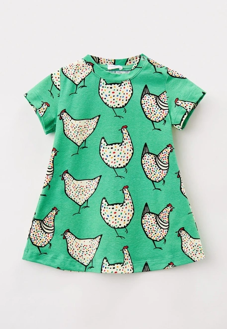 Платье летнее для малышей из трикотажа с принтом курочки