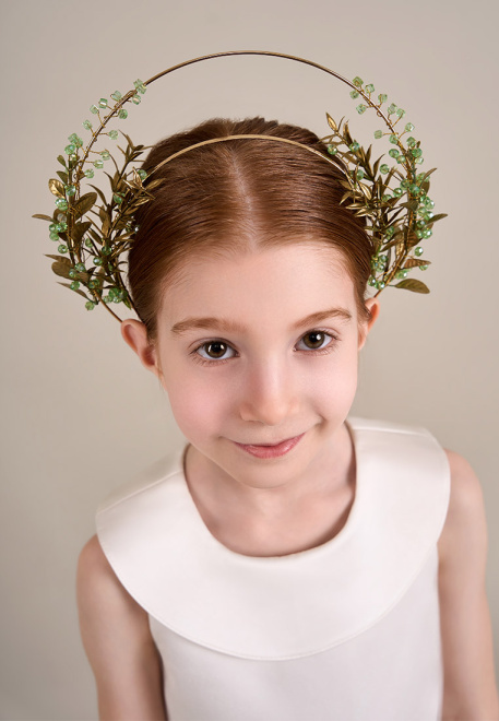 Ободок Богиня двойной с золотыми листьями и камнями