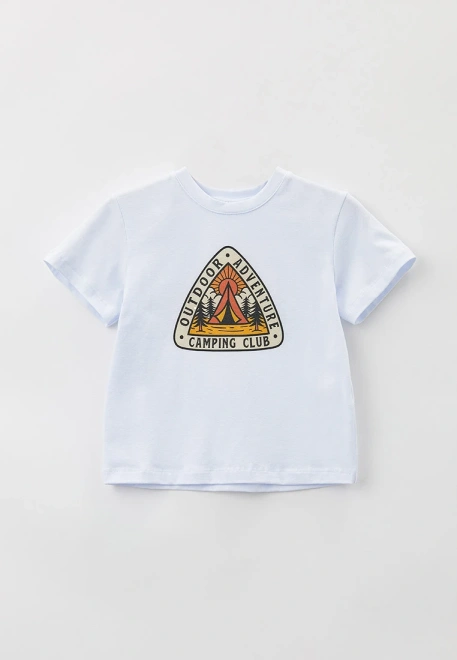 Футболка белая с рисунком в стиле кэмпинг Футболка белая с рисунком в стиле кэмпинг