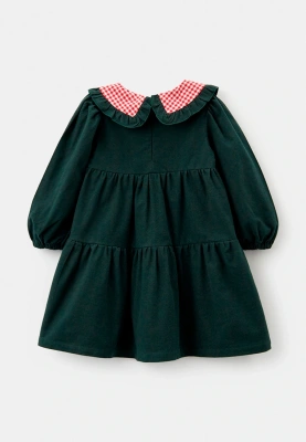 Платье Фалина из теплого хлопка в темно-зеленом цвете