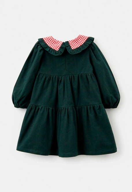 Платье Фалина из теплого хлопка в темно-зеленом цвете