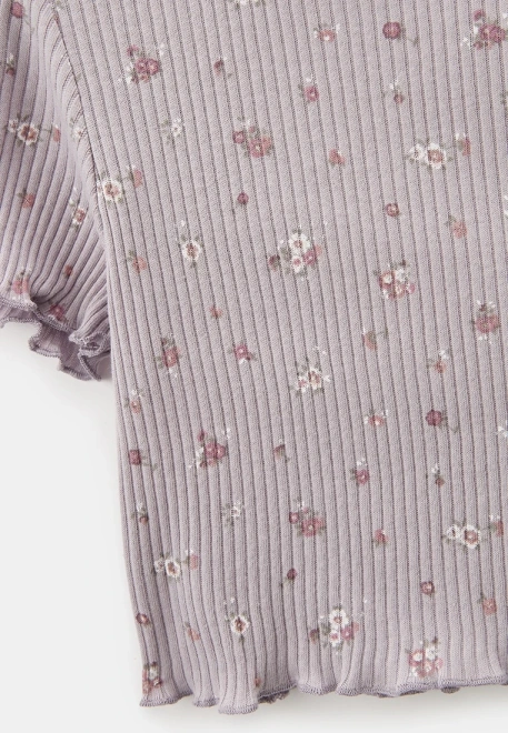 Футболка укороченная из трикотажного хлопка в рубчик