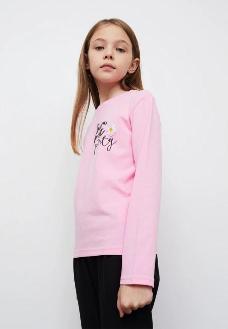 Лонгслив с пришивной деталью в розовом цвете 