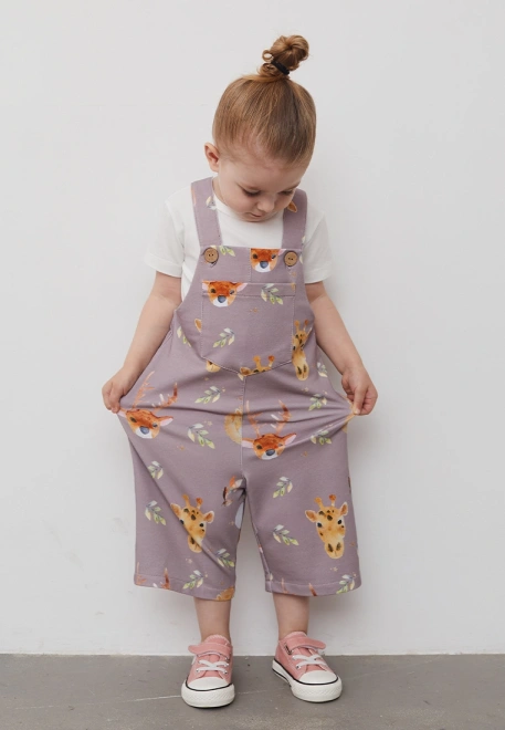 Комбинезон трикотажный для малышей из хлопка с принтом разных животных 