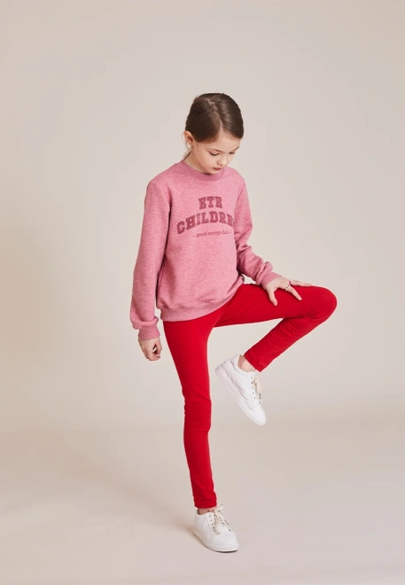 Свитшот розовый из футера с принтом 