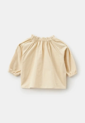 Блузка из теплого хлопка в молочном цвете 