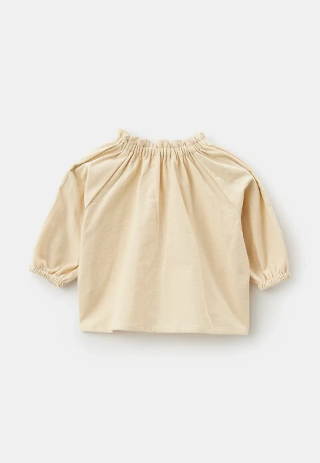 Блузка из теплого хлопка в молочном цвете  Блузка из теплого хлопка в молочном цвете