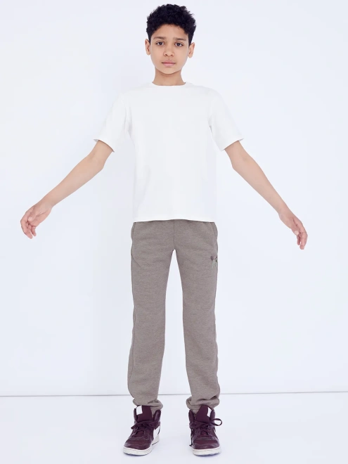 Брюки прямого кроя на широкой резинк из футера 