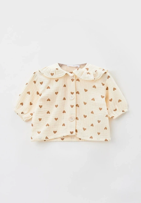 Блузка с круглым воротником на пуговицах для малышей из муслина  Блузка с круглым воротником на пуговицах для малышей из муслина