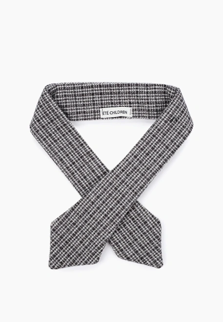 Галстук школьный из костюмной ткани в клетку на кнопке