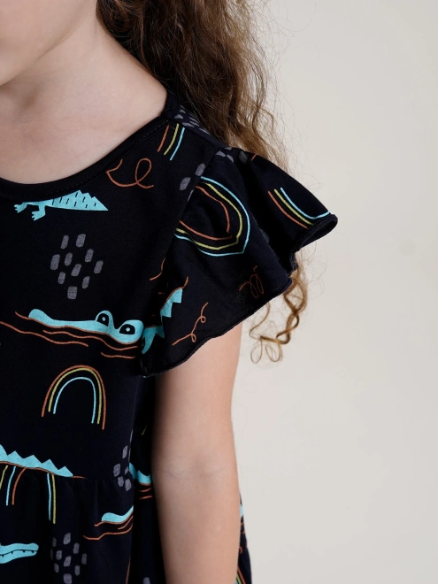 Платье из тонкого хлопка с принтом крокодилы