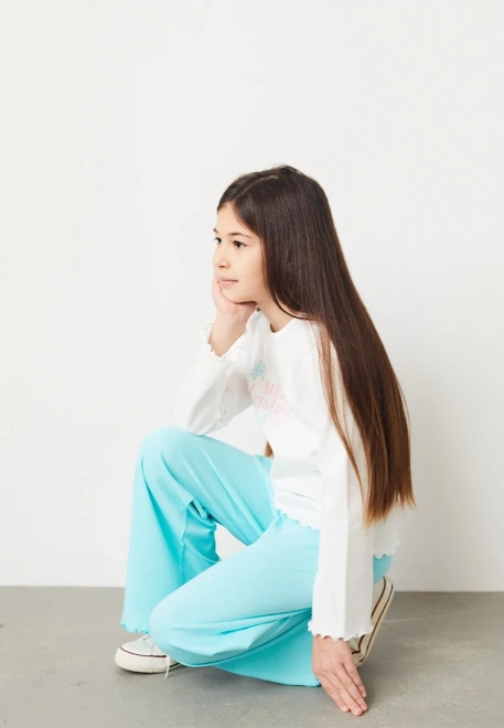 Пижама со свободными брюками и лонсливом с печатным рисунком Merry Christmas