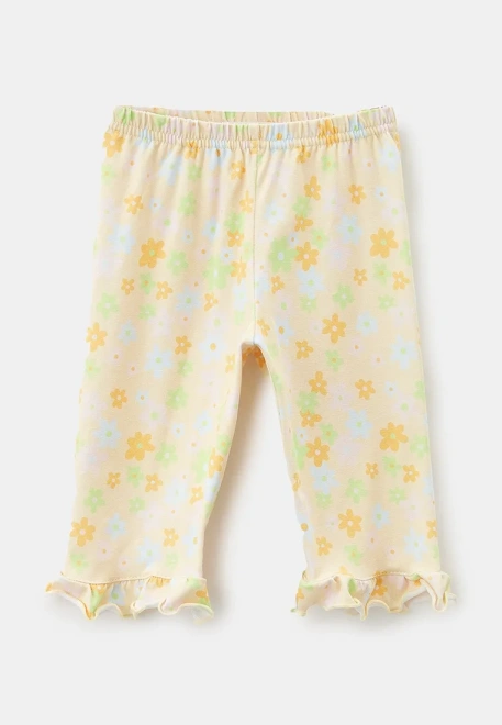 Комплект трикотажный в цветочек из футболки и шорт