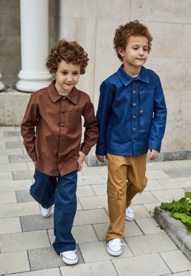 Брюки карго для мальчика из денима синего цвета