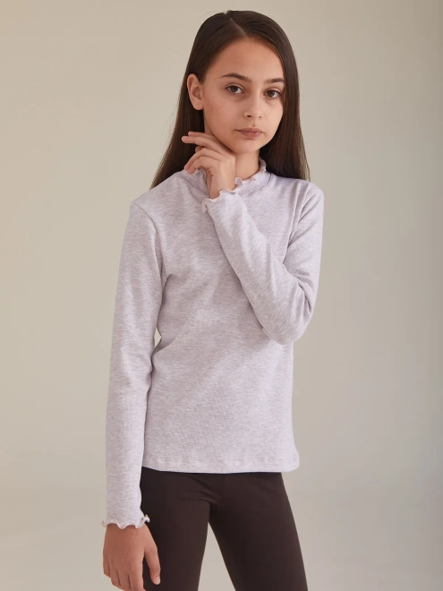 Водолазка прямого кроя из ткани в рубчик с небольшим утеплителем