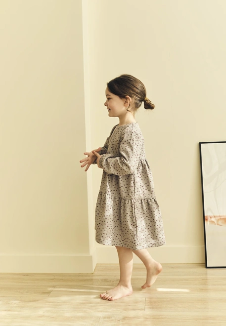 Платье из теплого хлопка с принтом вишенки и пуговицами по всей спинке 