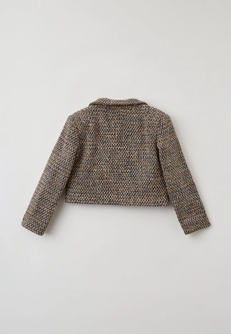 Жакет укороченный из твида с английским воротником