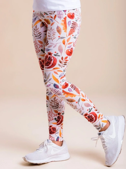 Леггинсы с гранатом и цветами в молочном окрасе