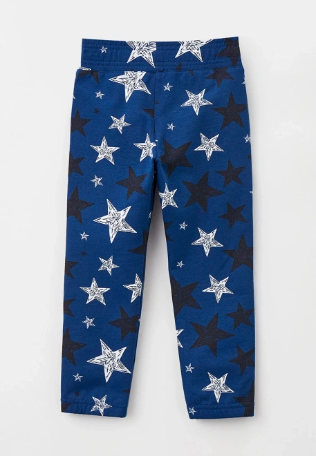 Брюки на широкой резинке на мальчика принт звезды на синем