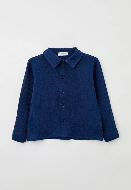 Рубашка на мальчика из муслина синяя