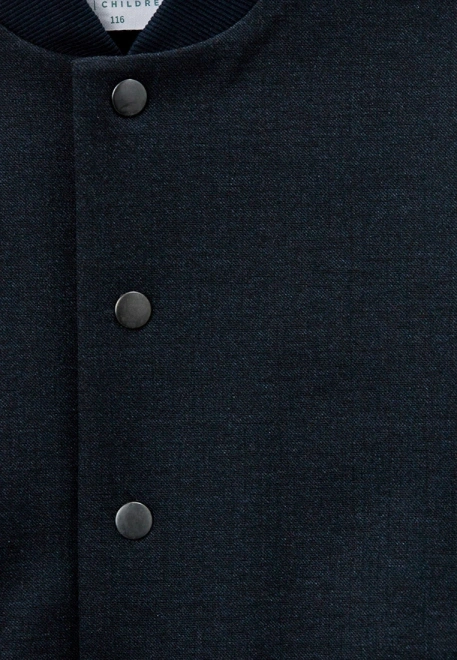 Бомбер оверсайз из неопрена на кнопках темно-синий меланж