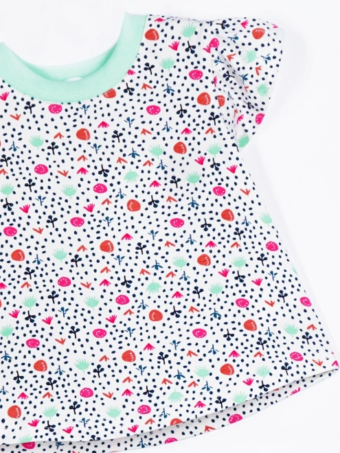 Костюм летрий из футболки и шорт из трикотажа в мелкий цветочек 