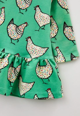 Платье для малышей из футера с принтом курочки