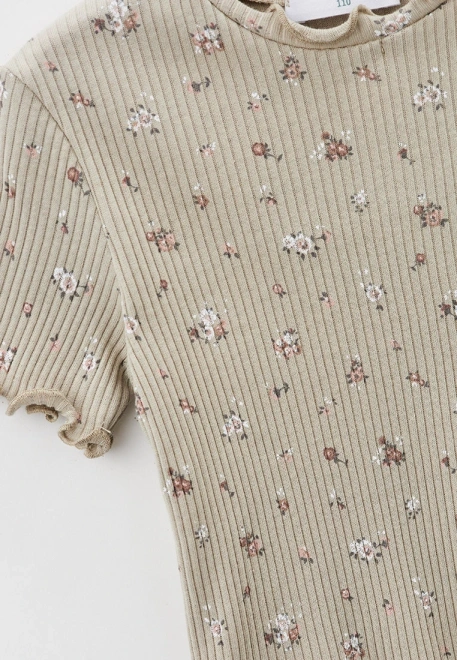 Футболка из хлопкового трикотажа в рубчик 