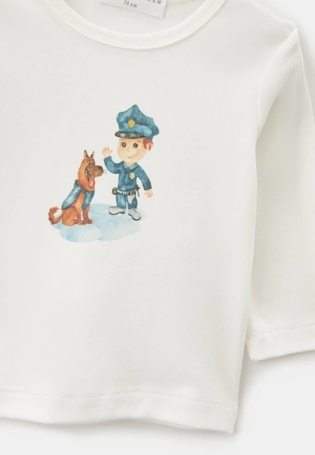 Лонгслив из хлопка с принтом полицейский и овчарка