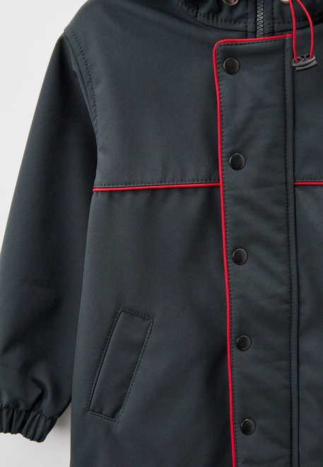 Парка из ветрозащитного и влагоустойчивого материала софтшелл в темно-сером цвете