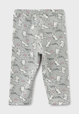 Пижама из трикотажа серого цвета с принтом кролики