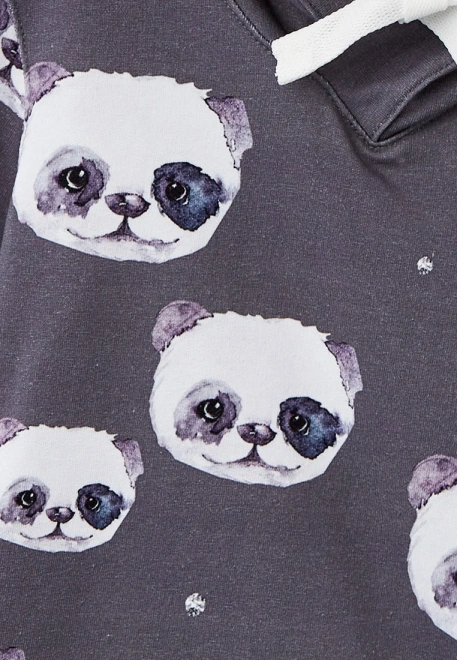 Худи из футера с принтом панды 