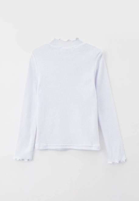 Водолазка белая школьная из ткани в рубчик с небольшим начесом